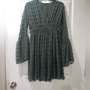 SHEIN Swiss Dot Flounce sleeve dress